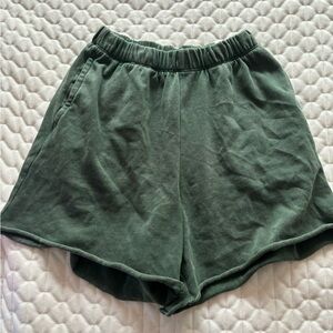 GREEN AERIE SWEAT SHORTS!